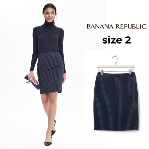 Banana Republic Dresses & Skirts - NWT Banana Republic Navy Pinstripe Pencil Skirt Size 2 Career Office 912049